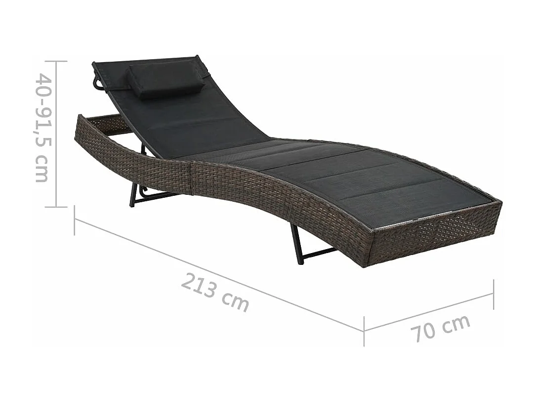 Chaise longue Résine tressée et textilène Marron