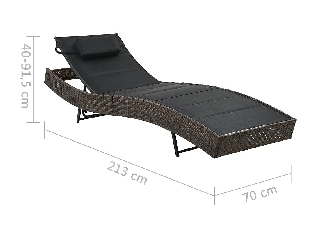 Chaise longue Résine tressée et textilène Marron