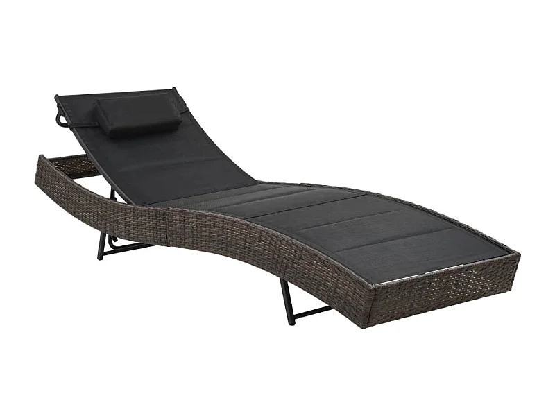 Sonnenliege Poly Rattan und Textilene Braun