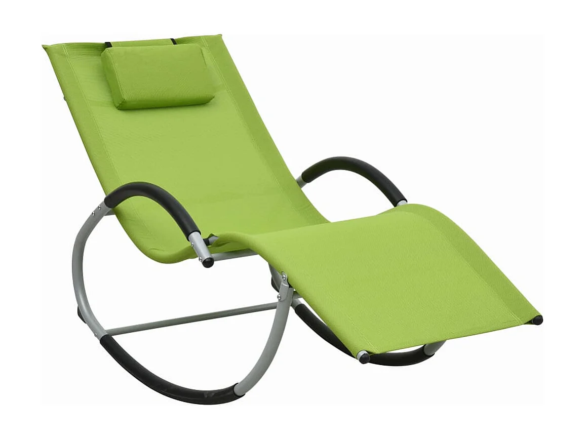 Chaise longue avec oreiller Vert Textilène