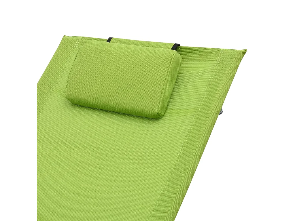 Chaise longue avec oreiller Vert Textilène