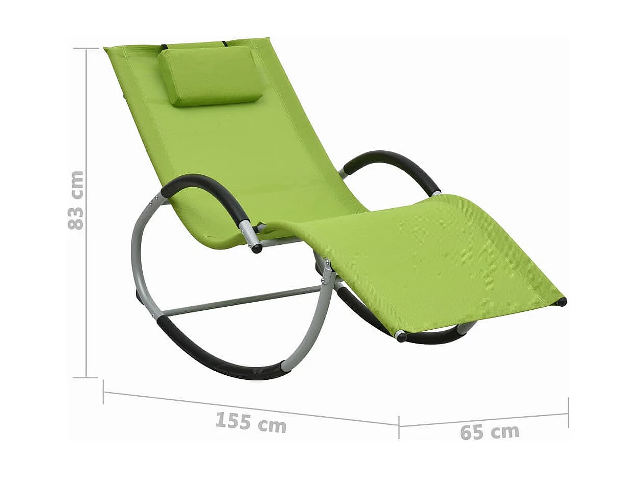 Chaise longue avec oreiller Vert Textilène