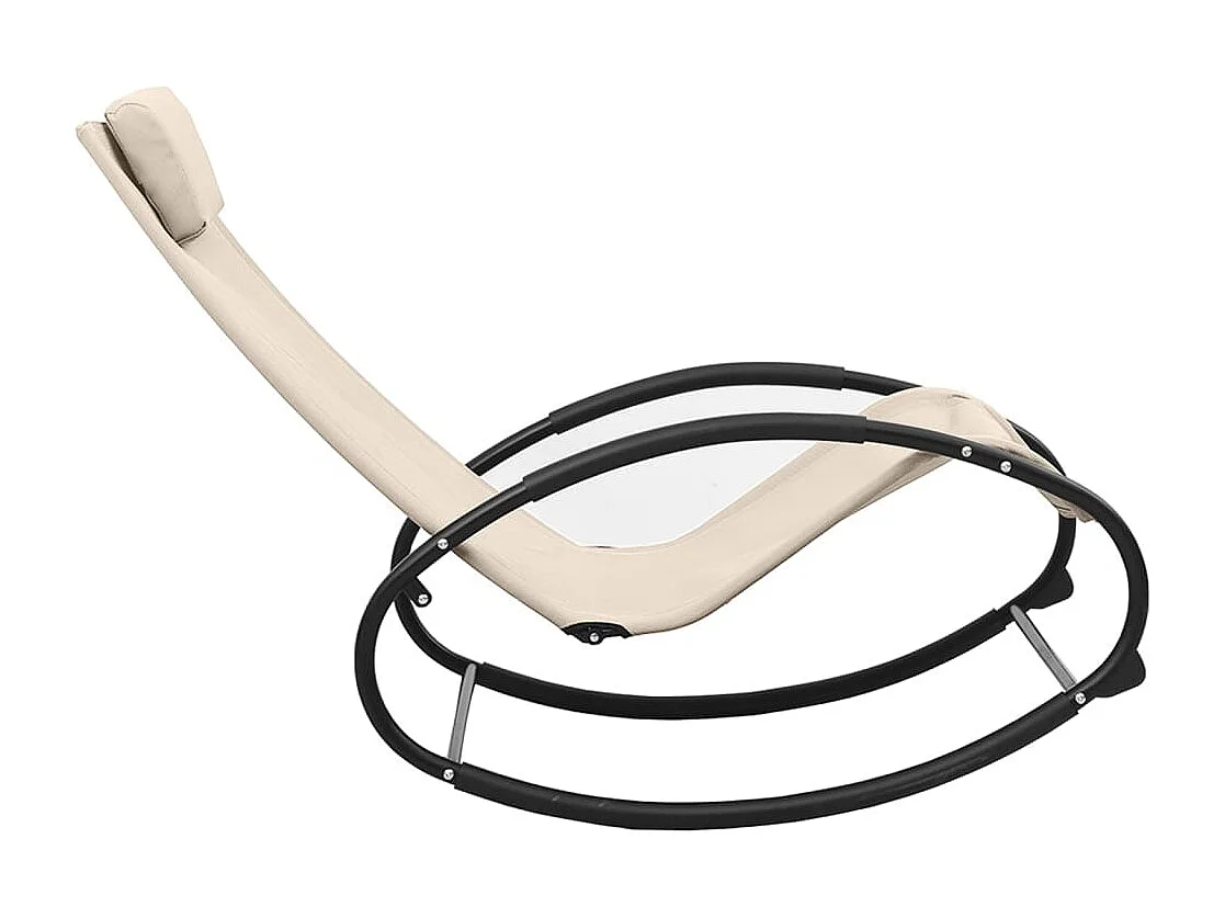 Chaise longue avec oreiller acier et textilène crème