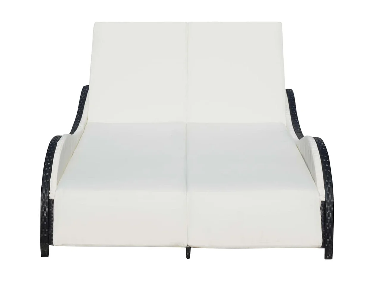 Chaise longue double avec coussin Résine tressée Noir