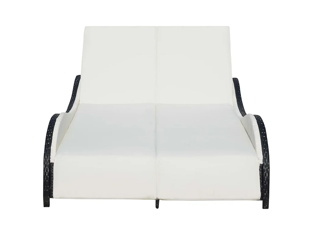 Chaise longue double avec coussin Résine tressée Noir