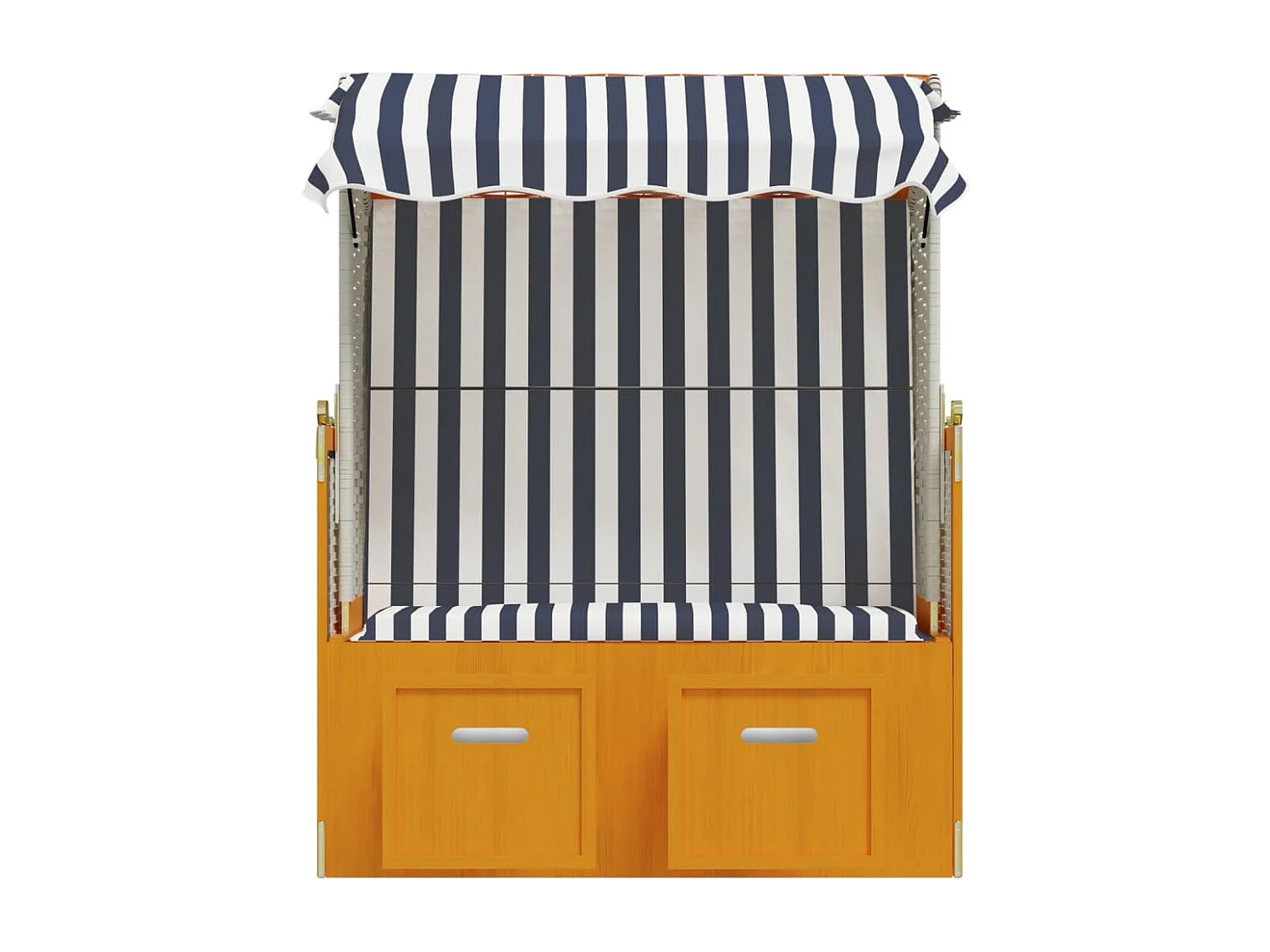 Strandkorb avec auvent résine tressée et bois solide blanc bleu