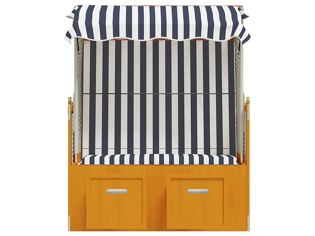 Strandkorb avec auvent résine tressée et bois solide blanc bleu