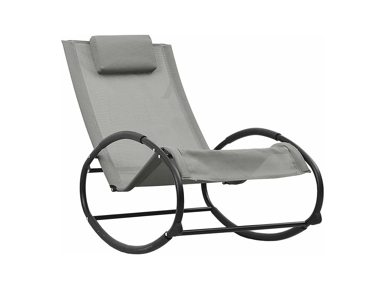 Chaise longue avec oreiller acier et textilène gris