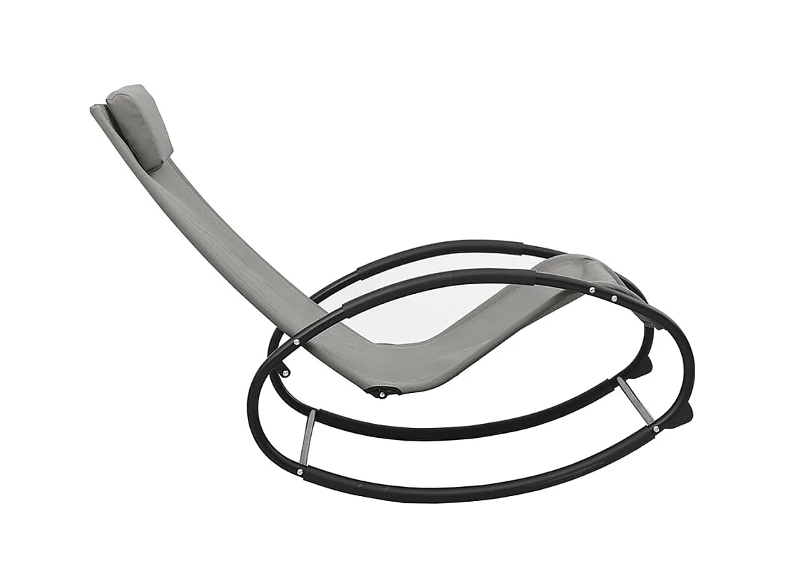 Chaise longue avec oreiller acier et textilène gris