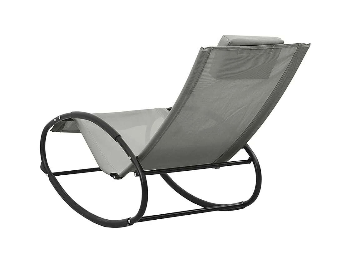 Chaise longue avec oreiller acier et textilène gris