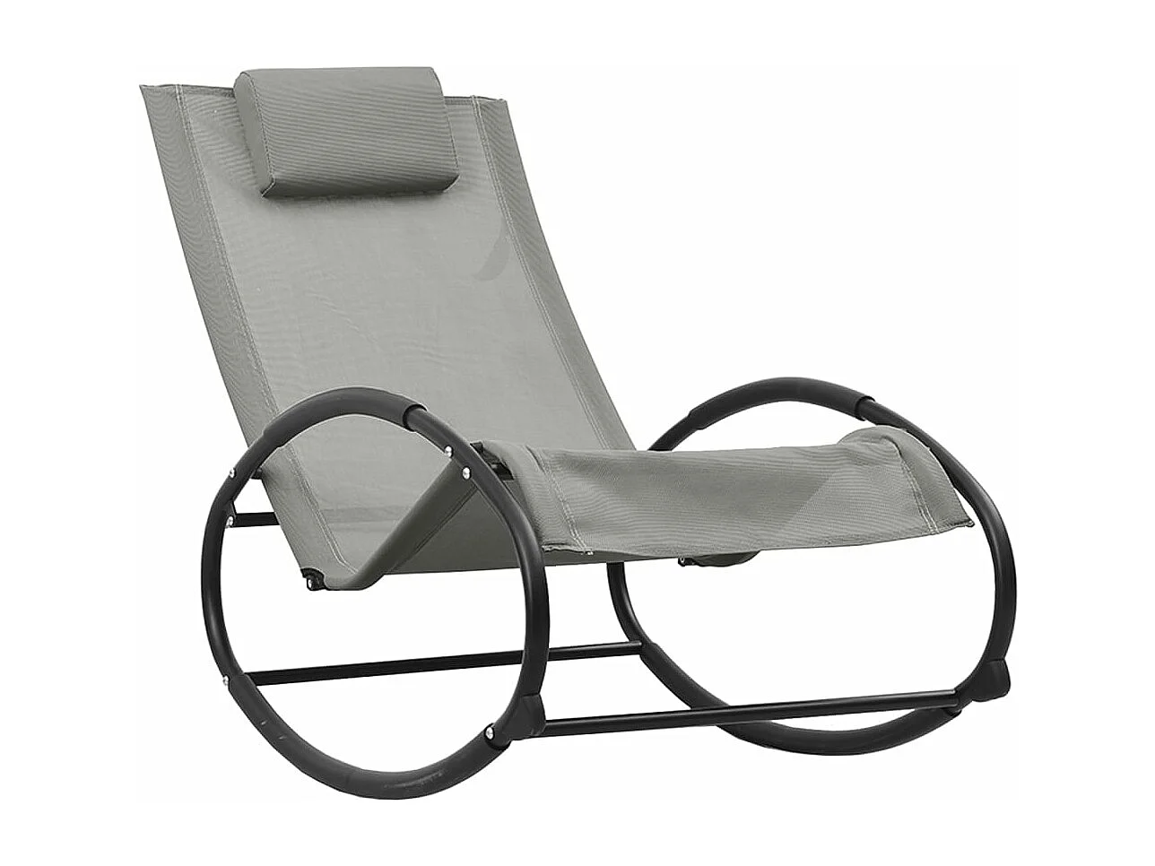 Chaise longue avec oreiller acier et textilène gris