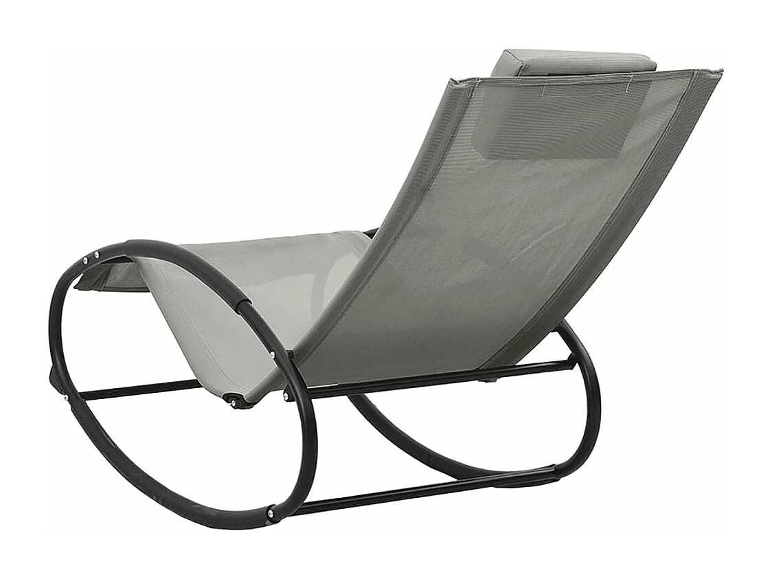 Chaise longue avec oreiller acier et textilène gris