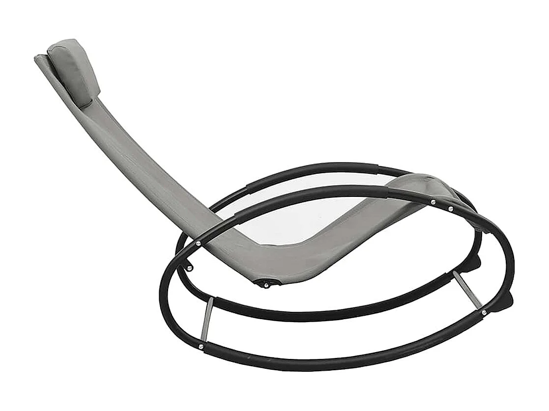 Chaise longue avec oreiller acier et textilène gris