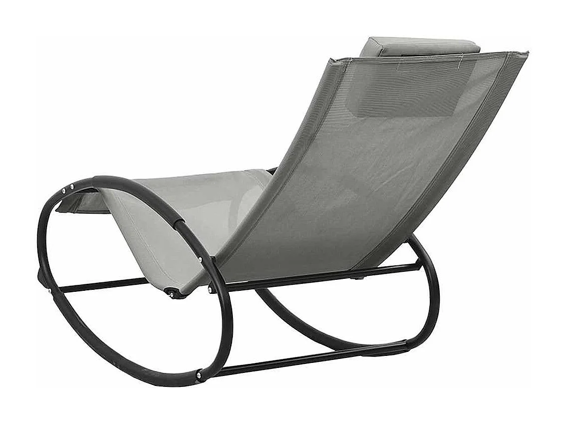Chaise longue avec oreiller acier et textilène gris