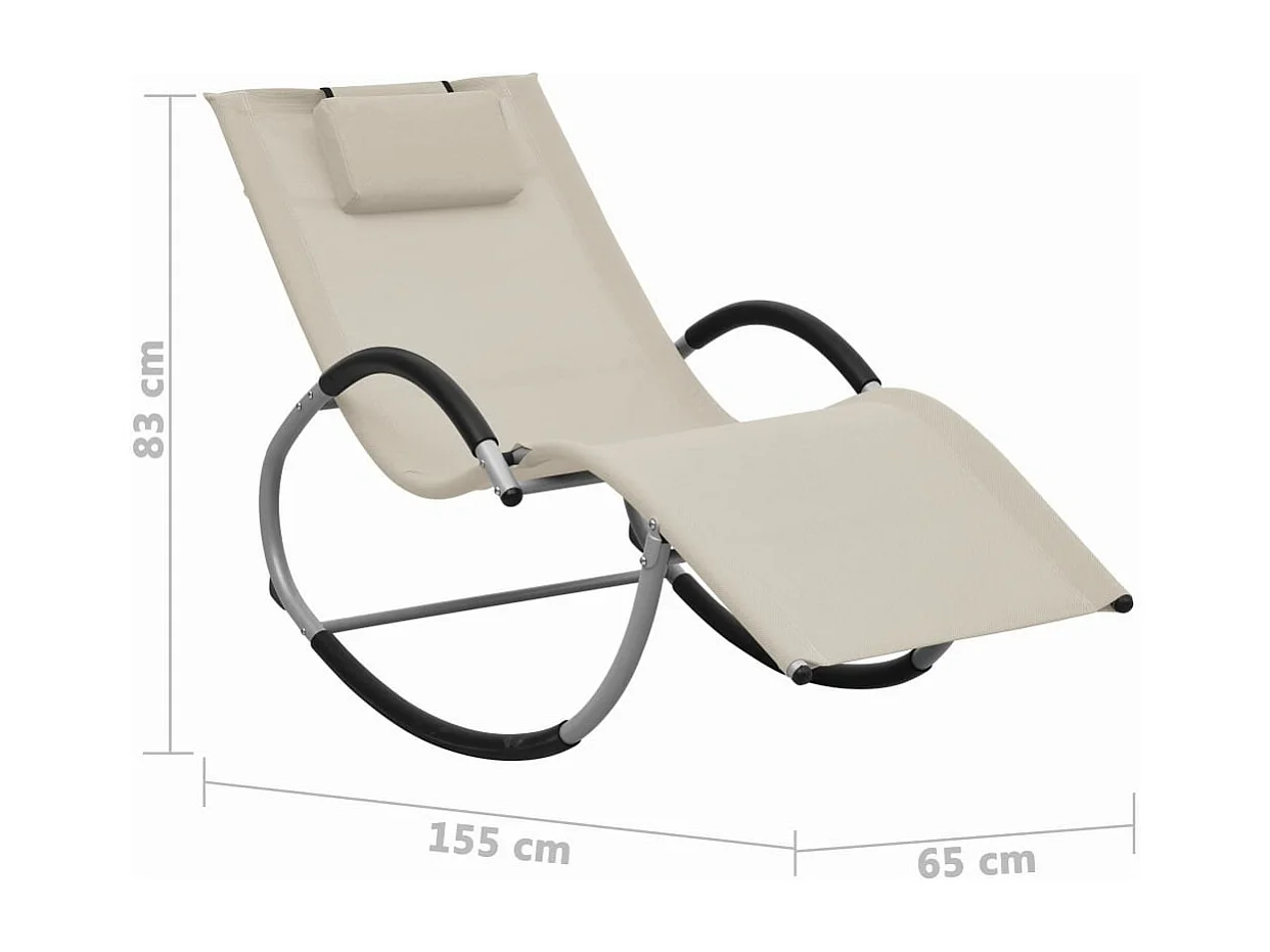 Chaise longue avec oreiller Crème Textilène