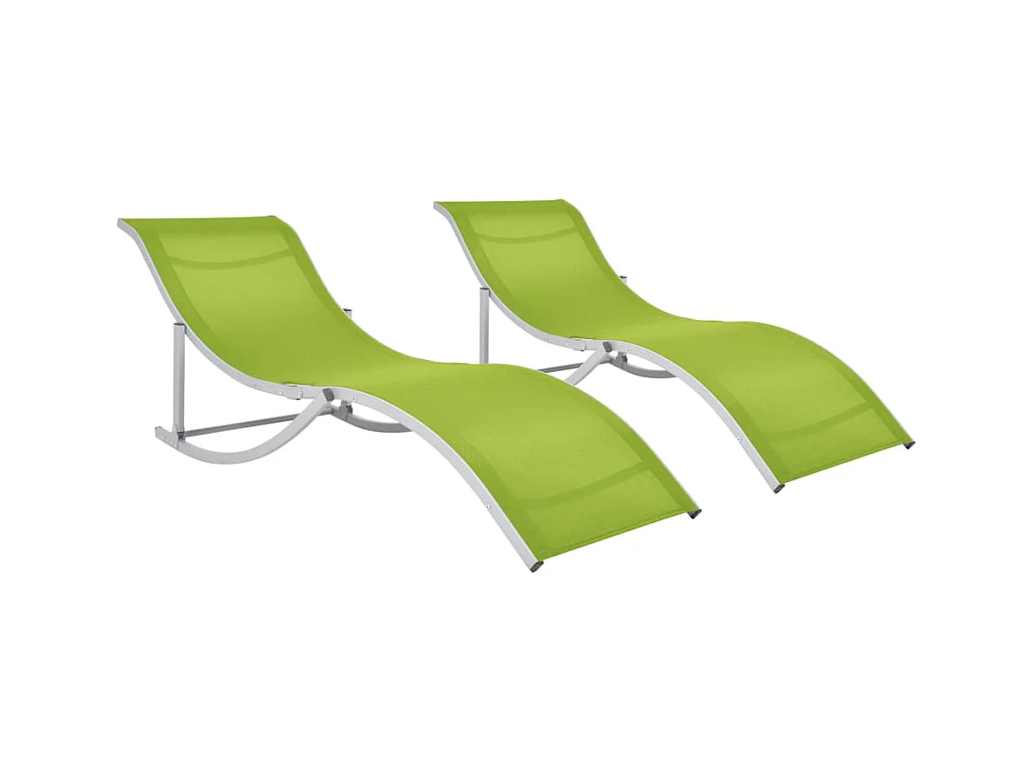 Chaises longues pliables 2 pcs Vert Textilène