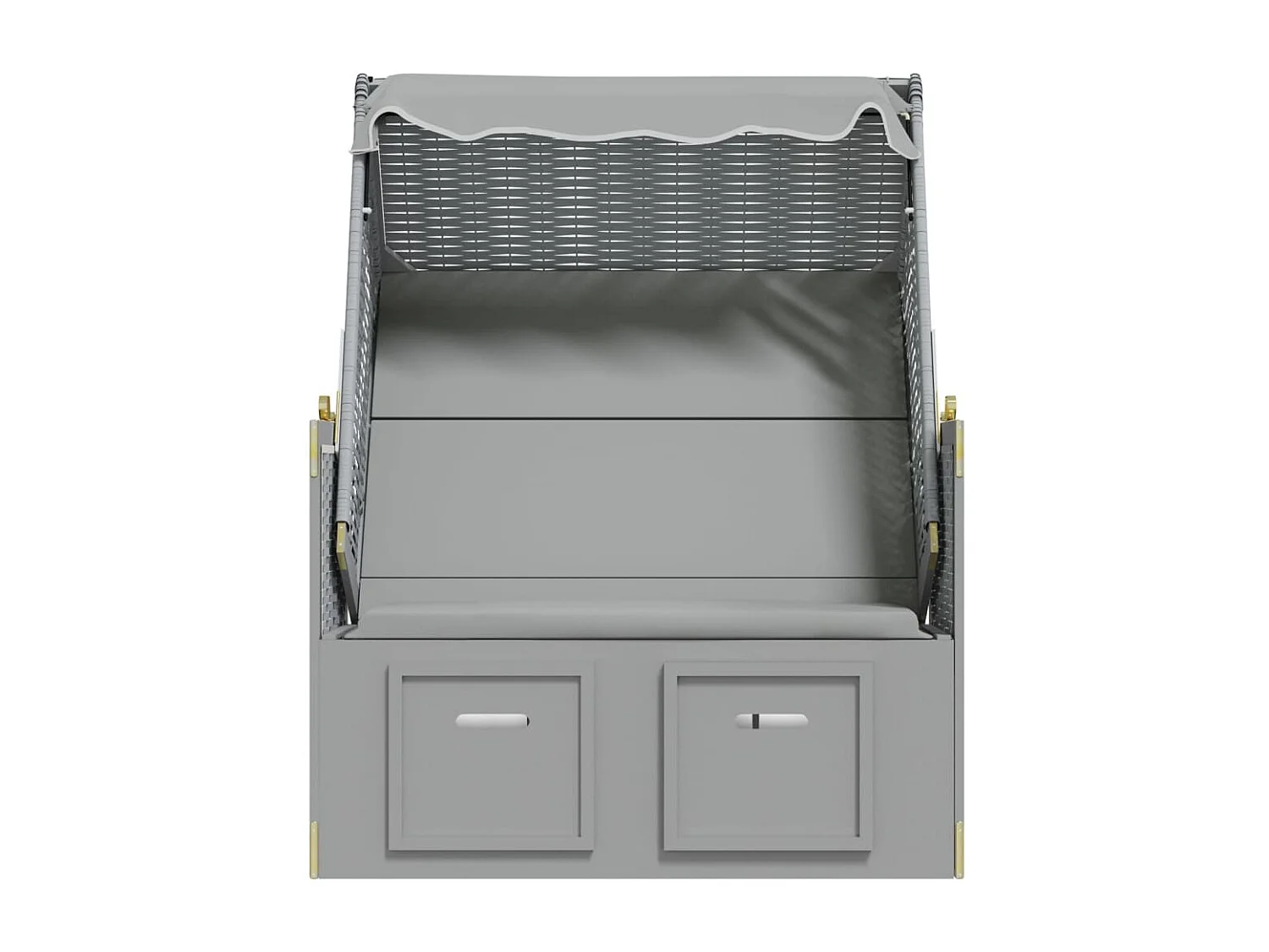 Strandkorb mit Dach Poly Rattan und Massivholz Grau