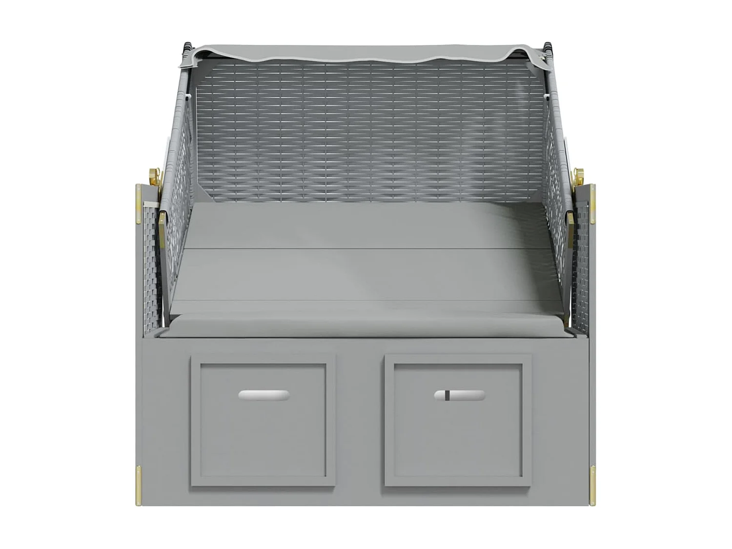 Strandkorb mit Dach Poly Rattan und Massivholz Grau