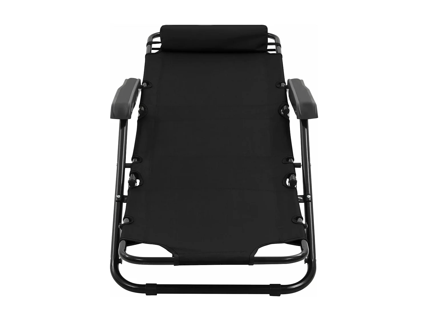 Espreguiçadeiras dobráveis com apoios de pé 2 pcs aço preto