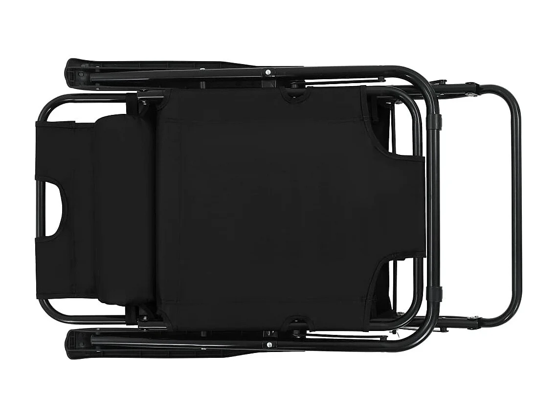 Espreguiçadeiras dobráveis com apoios de pé 2 pcs aço preto