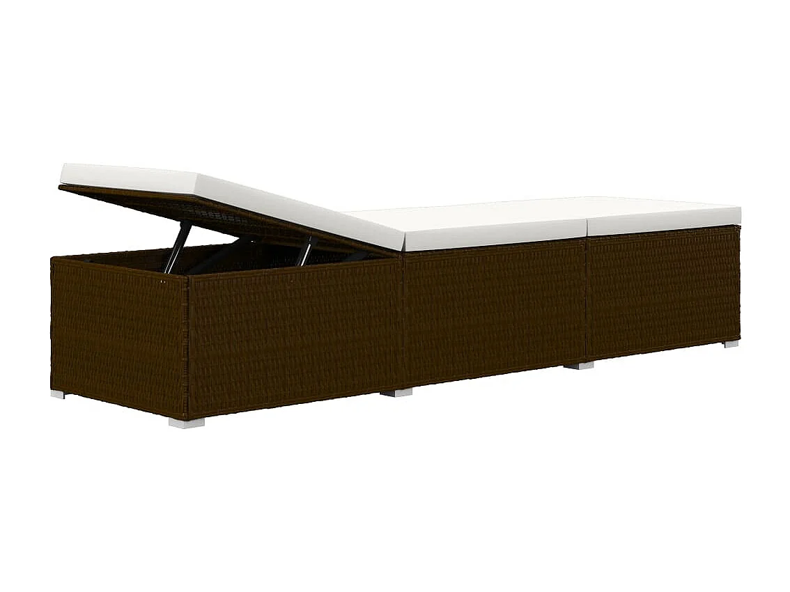 Chaise longue de jardin table à thé 3 pcs Résine tressée Marron