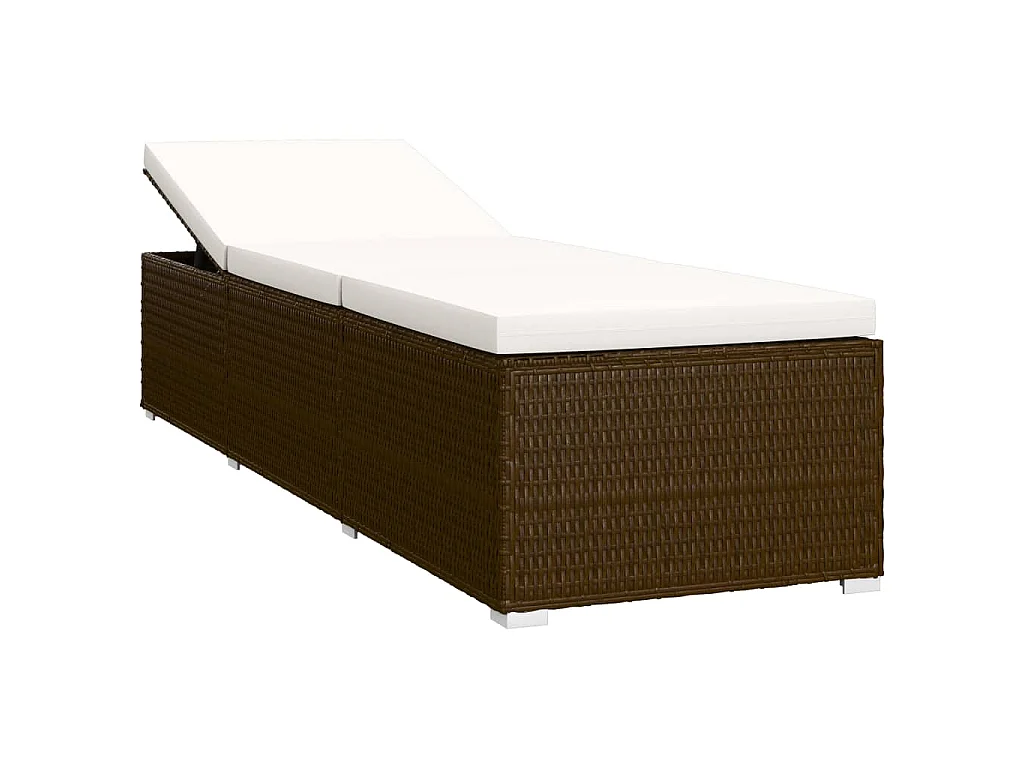 Lettini Prendisole con Tavolino 3 pz in Polyrattan Marrone
