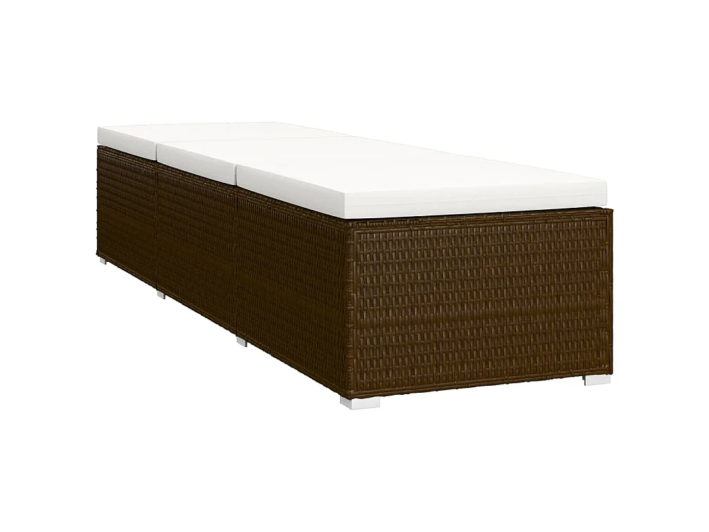 Lettini Prendisole con Tavolino 3 pz in Polyrattan Marrone