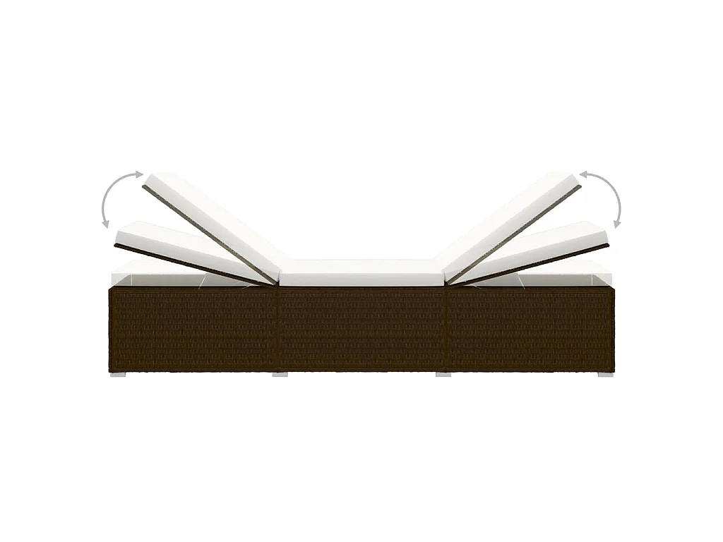 Lettini Prendisole con Tavolino 3 pz in Polyrattan Marrone