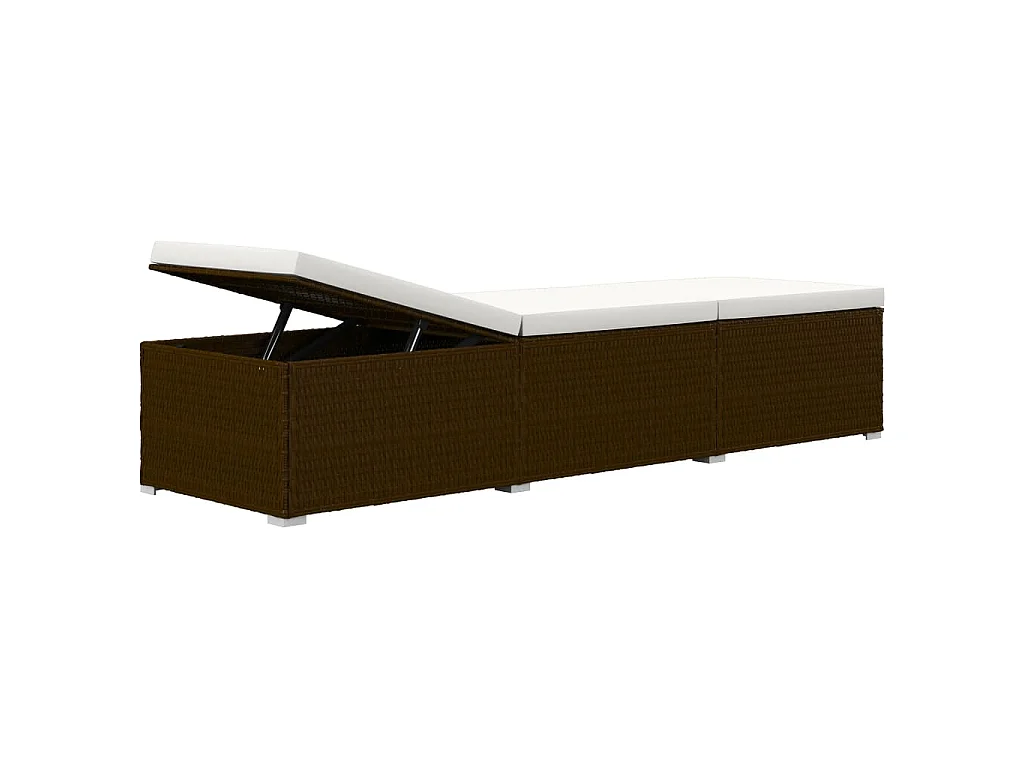 Lettini Prendisole con Tavolino 3 pz in Polyrattan Marrone