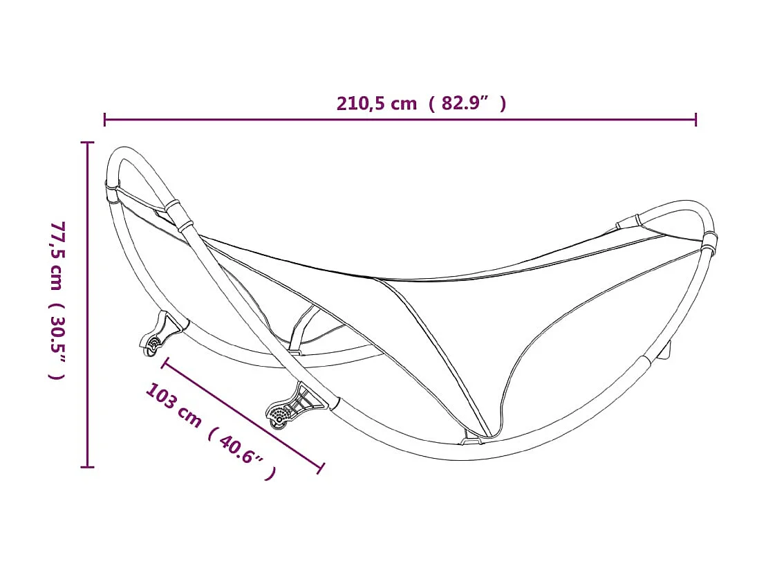 Chaise longue à bascule avec roues Acier et textilène Vert
