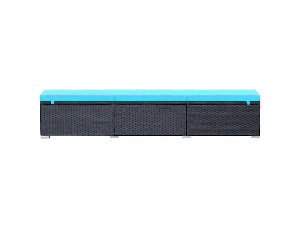 Lettino Prendisole con Cuscino in Polyrattan Nero