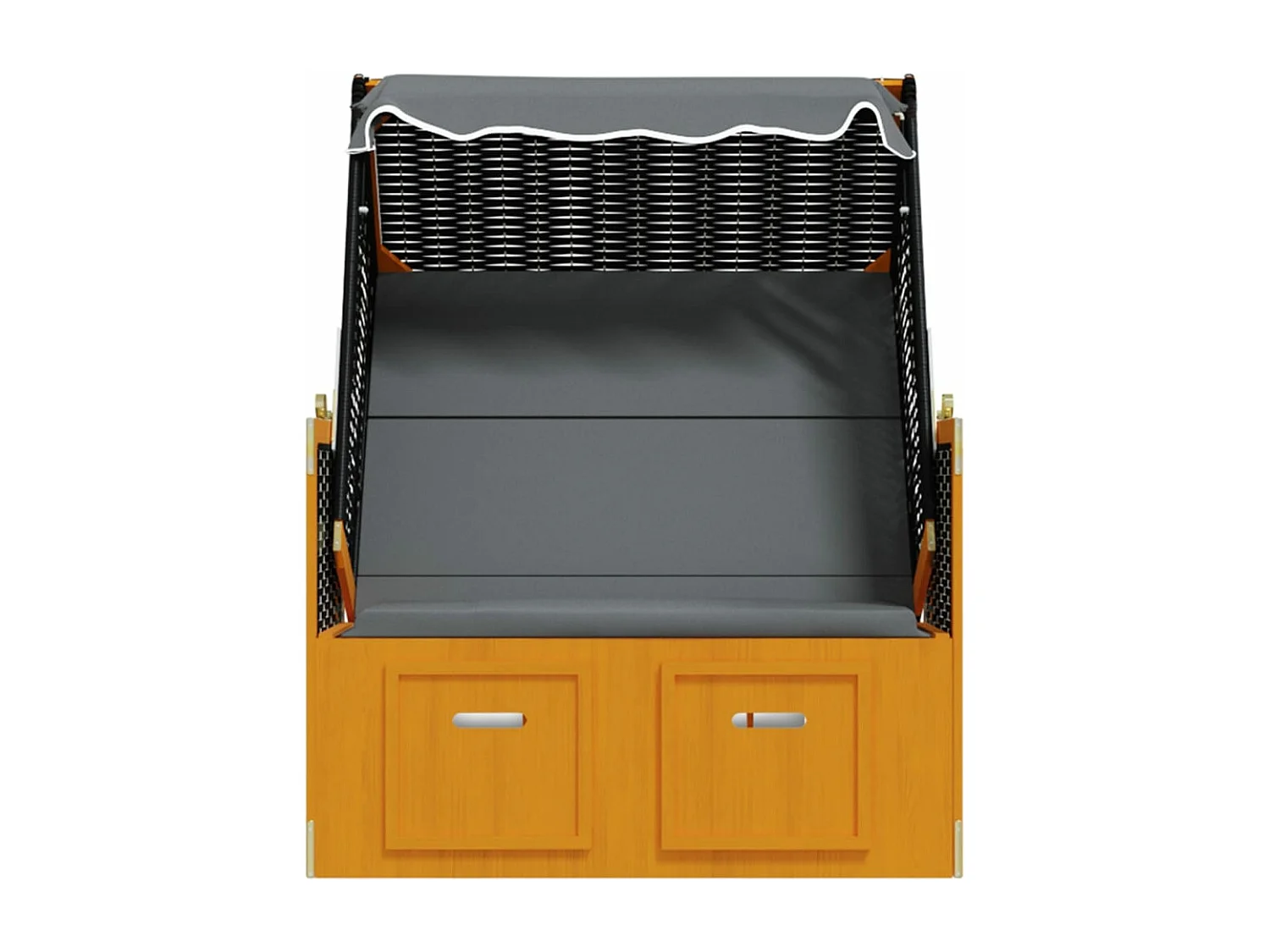 Strandkorb mit Dach Poly Rattan & Massivholz Schwarz Anthrazit