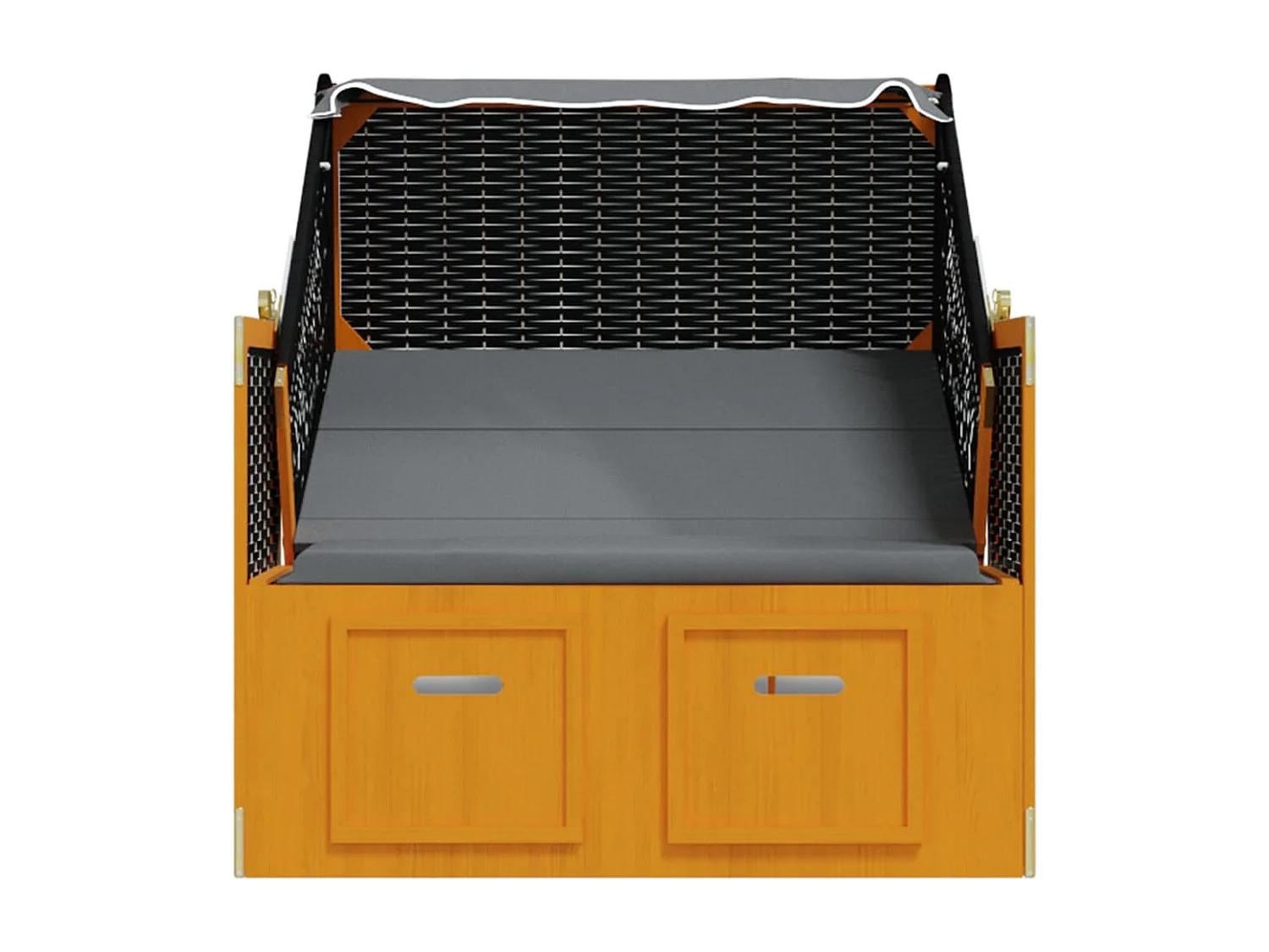 Strandkorb mit Dach Poly Rattan & Massivholz Schwarz Anthrazit