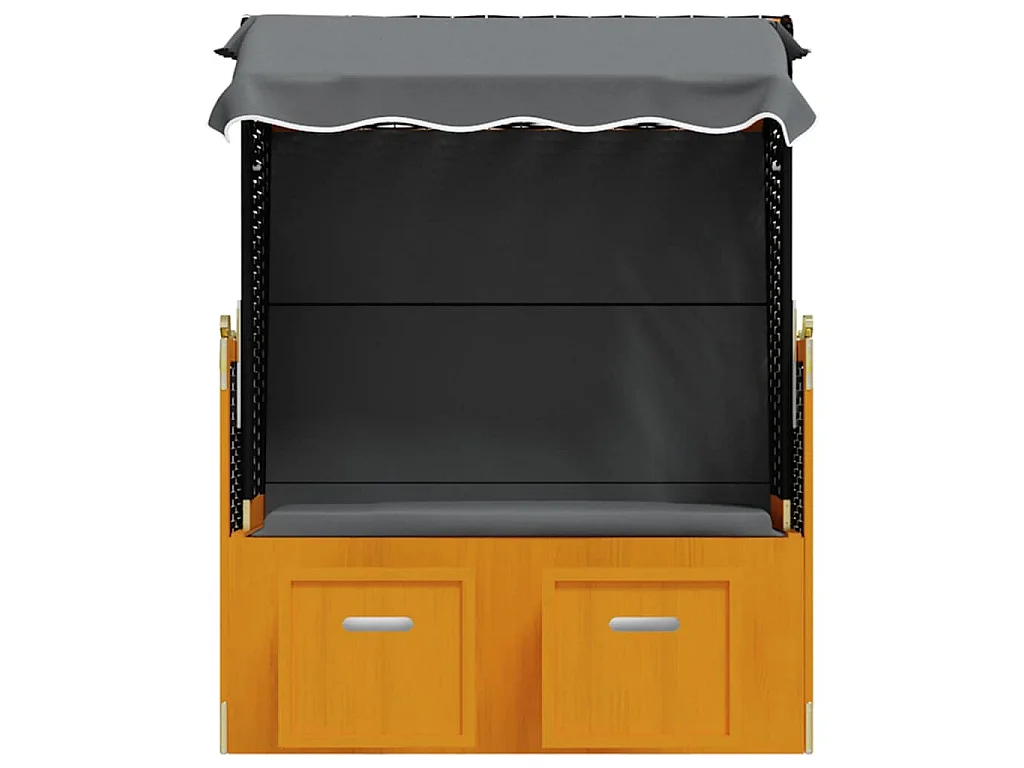 Strandkorb avec auvent résine tressée et bois solide anthracite