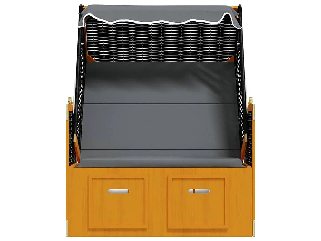 Strandkorb avec auvent résine tressée et bois solide anthracite