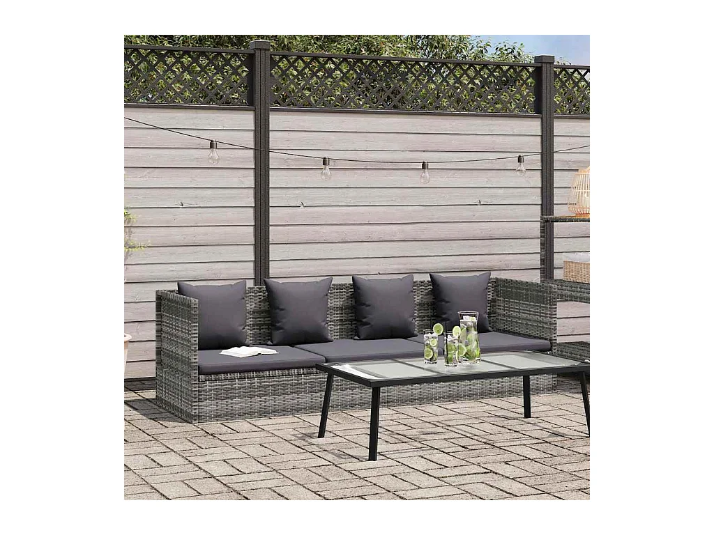 Lit de jardin Gris 200x60 cm Résine tressée