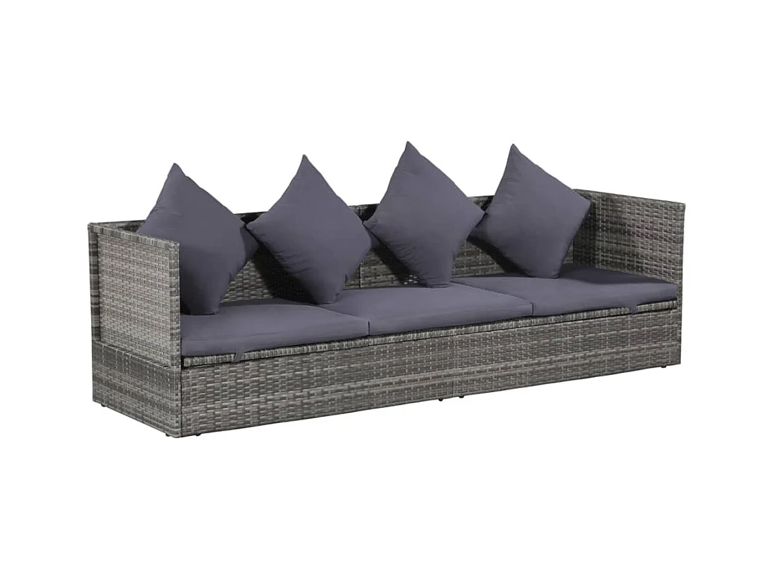 Tuinbed 200x60 cm poly rattan grijs
