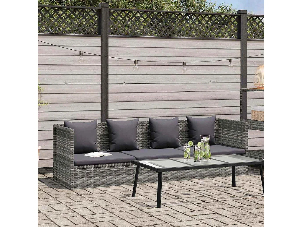 Lit de jardin Gris 200x60 cm Résine tressée