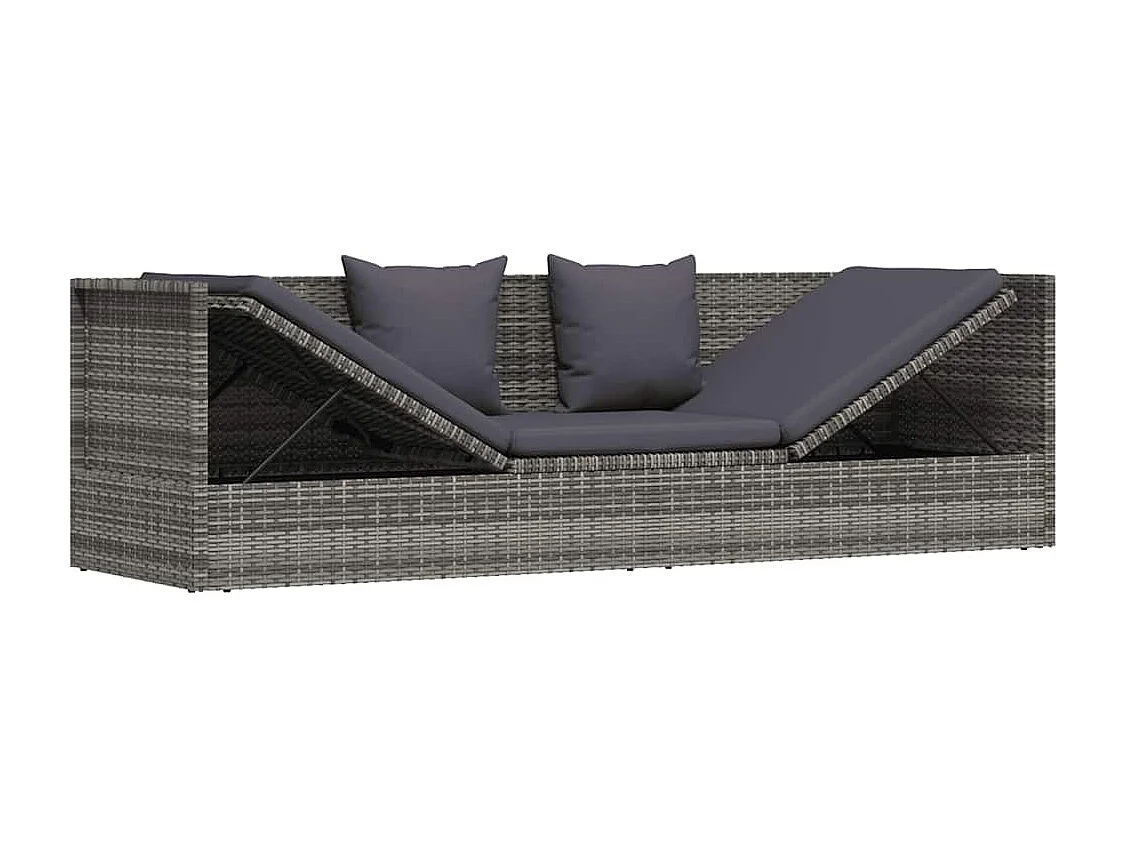 Lit de jardin Gris 200x60 cm Résine tressée