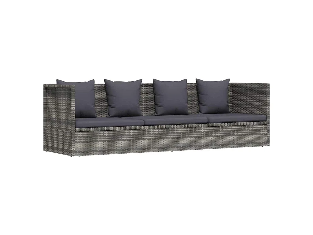 Tuinbed 200x60 cm poly rattan grijs