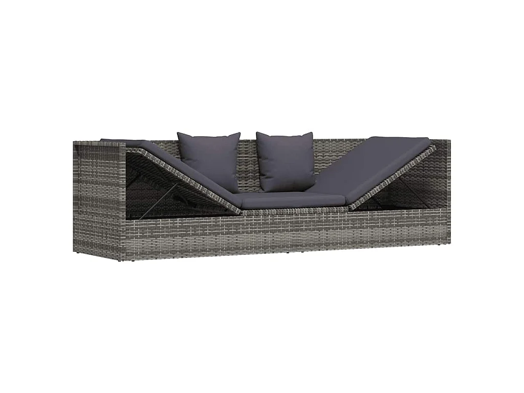 Tuinbed 200x60 cm poly rattan grijs