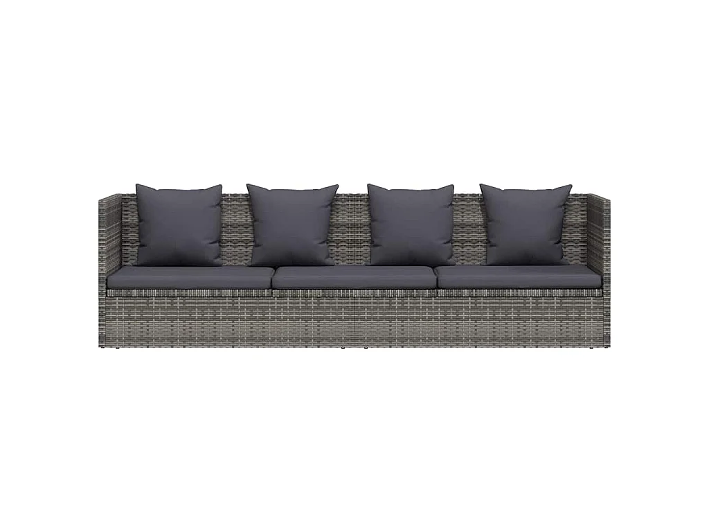 Tuinbed 200x60 cm poly rattan grijs