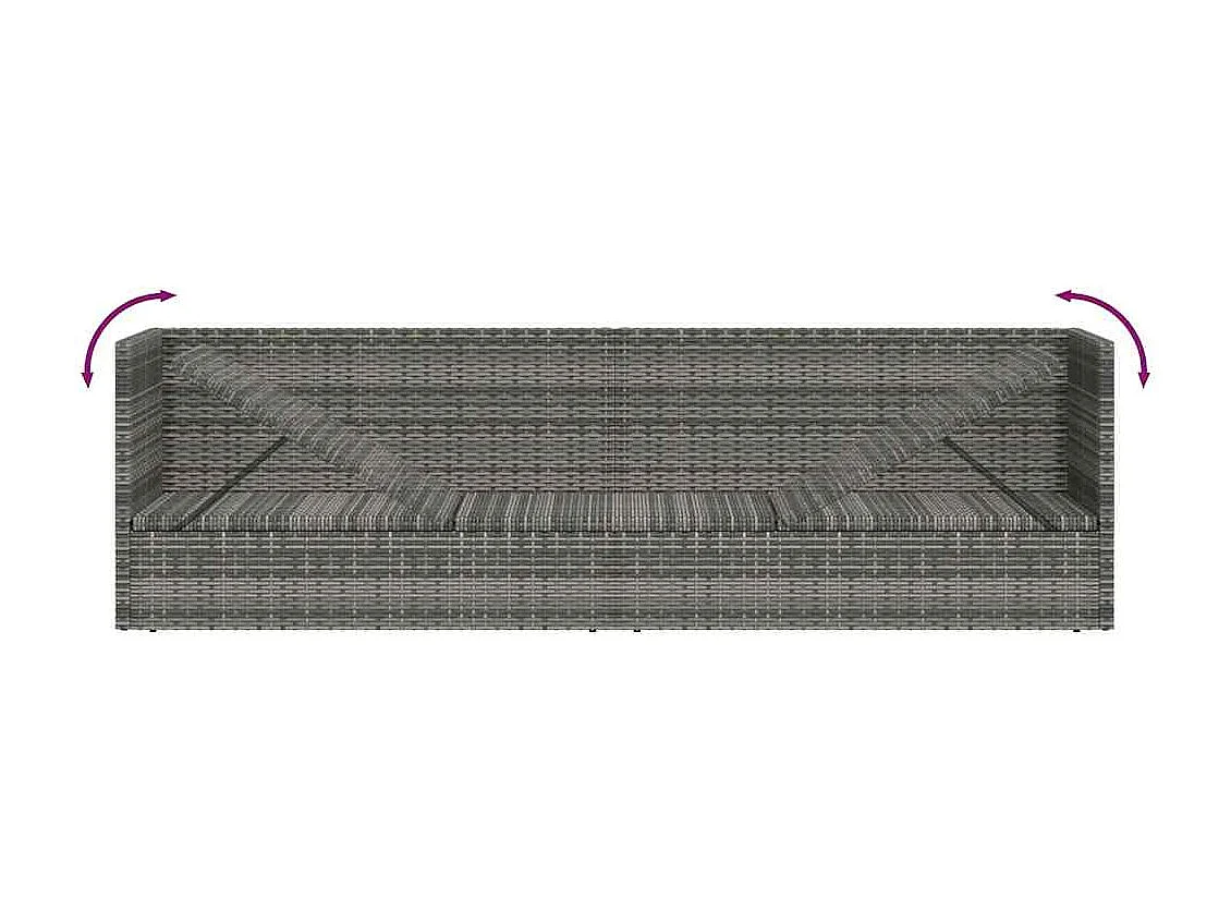 Tuinbed 200x60 cm poly rattan grijs