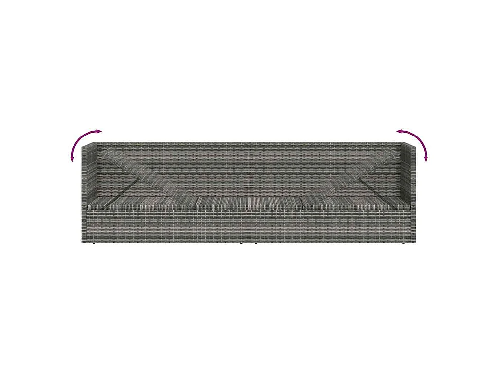 Espreguiçadeira de jardim 200x60 cm vime PE cinzento