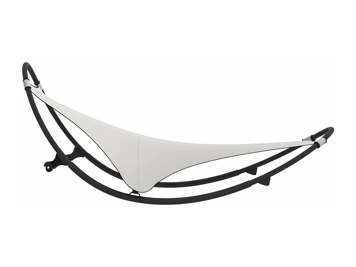 Chaise longue à bascule avec roues Acier et textilène Crème