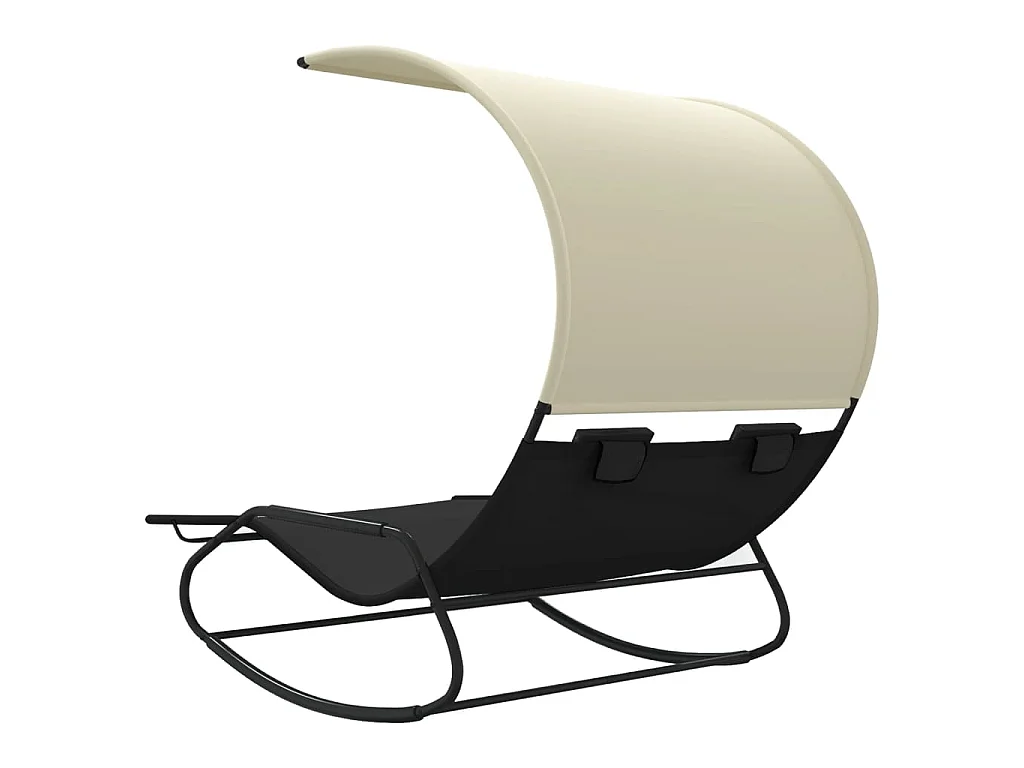 Ligbed tweepersoons schommelend met luifel textileen crèmekleur