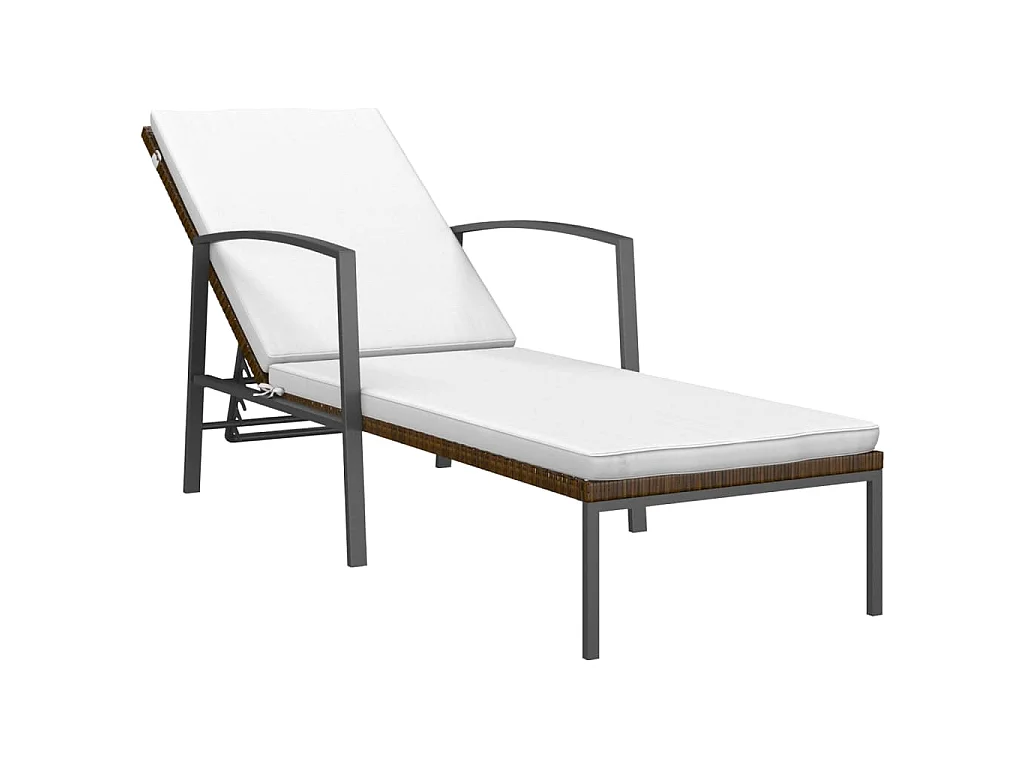 Sonnenliege mit Auflage Poly Rattan Braun