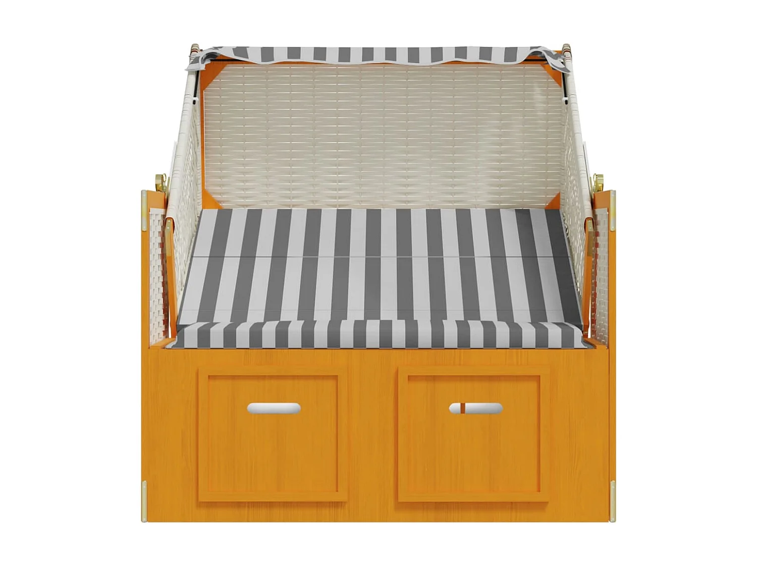 Strandkorb avec auvent résine tressée et bois solide blanc gris