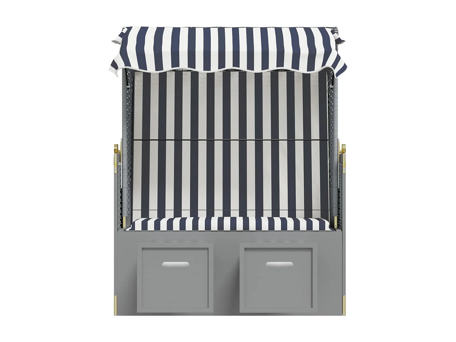 Strandkorb avec auvent résine tressée et bois solide bleu blanc