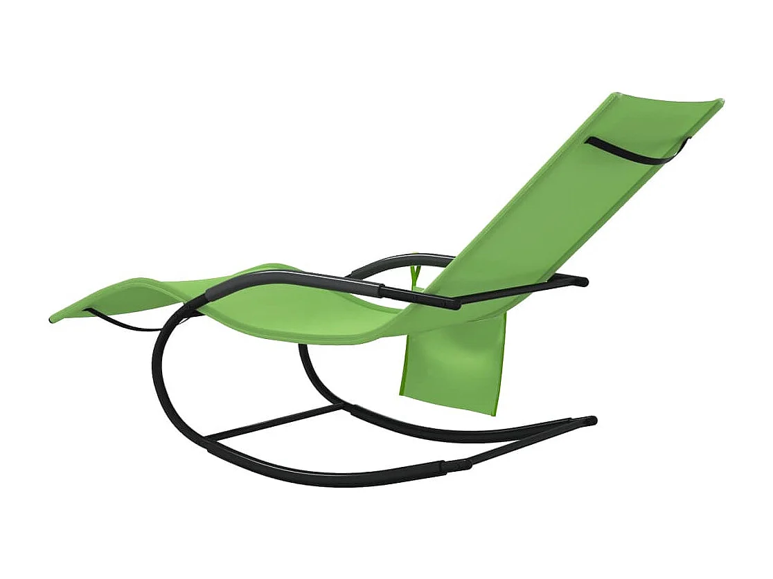Chaises longues à bascule lot de 2 vert acier et textilène